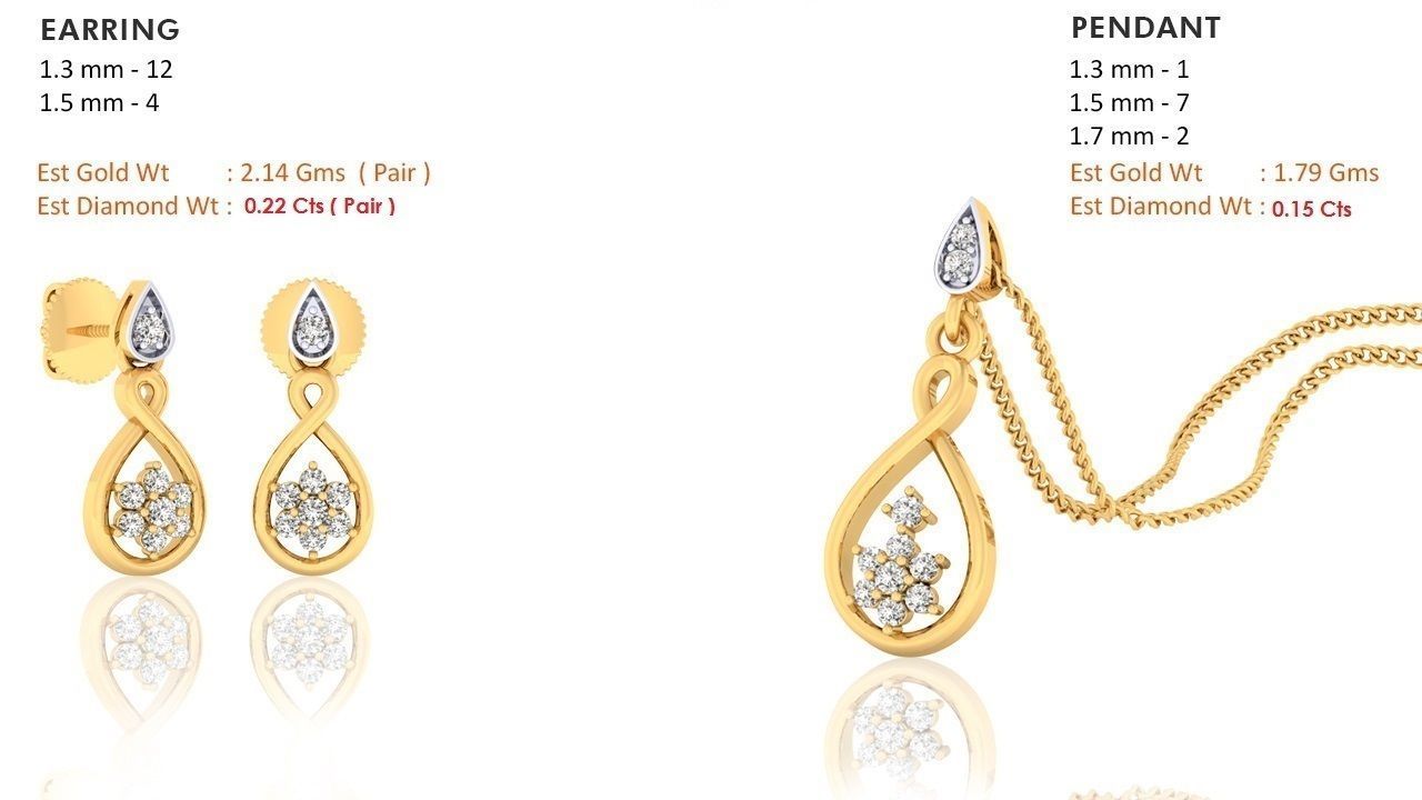 Women pendant earrings set 3dm mgx render detail  3D print model_1