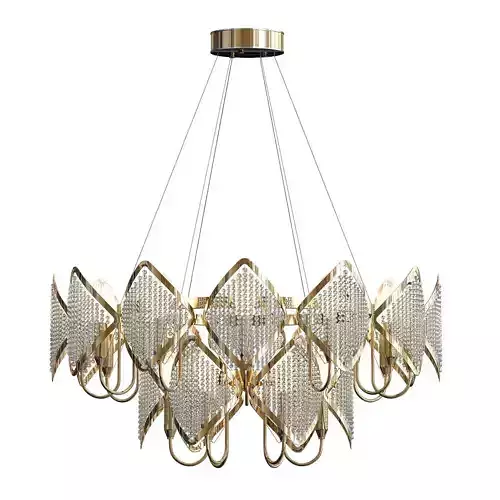 FUMAT chandelier in gold and crystal