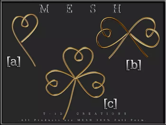 Wire Shamrock Set Low-poly 3D model