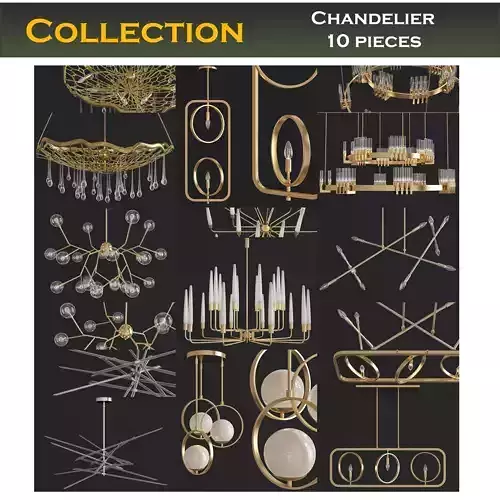 Chandeliers 3d models Collection 10 models Low-poly 3D model