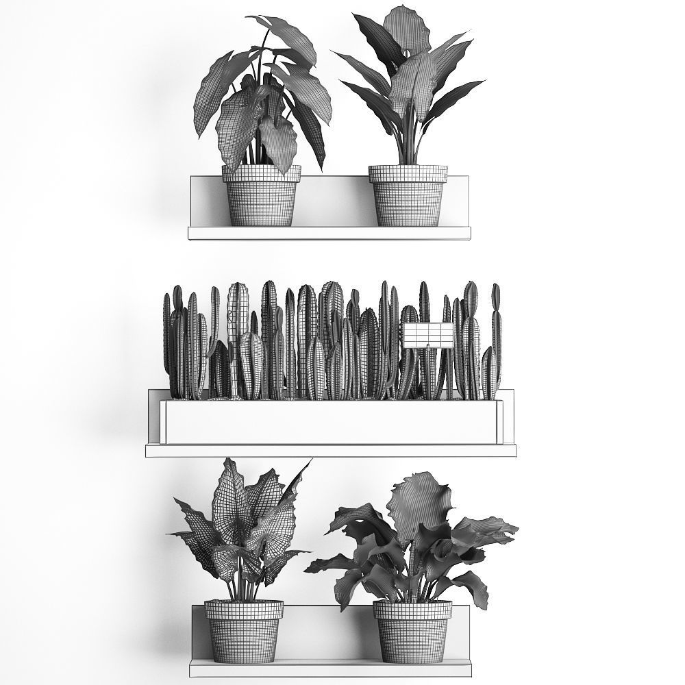 Plant set wall decor vertical garden 399 3D model_8