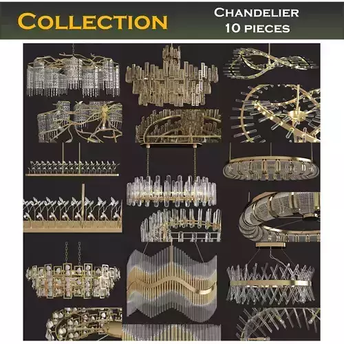 Chandeliers 3d models Collection 10 models Low-poly 3D model