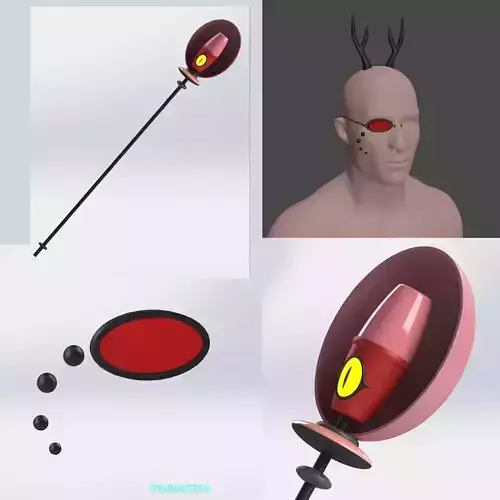 Alastor  radio demon Hazbin Hotel monocle  microphone horns  3D print model