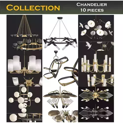 Chandeliers 3d models Collection 10 models Low-poly 3D model