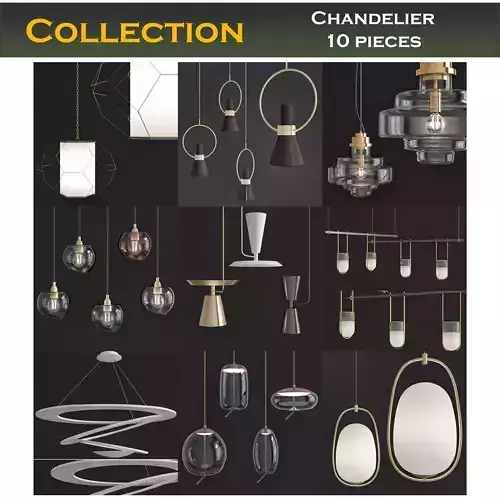 Chandeliers 3d models Collection 10 models Low-poly 3D model
