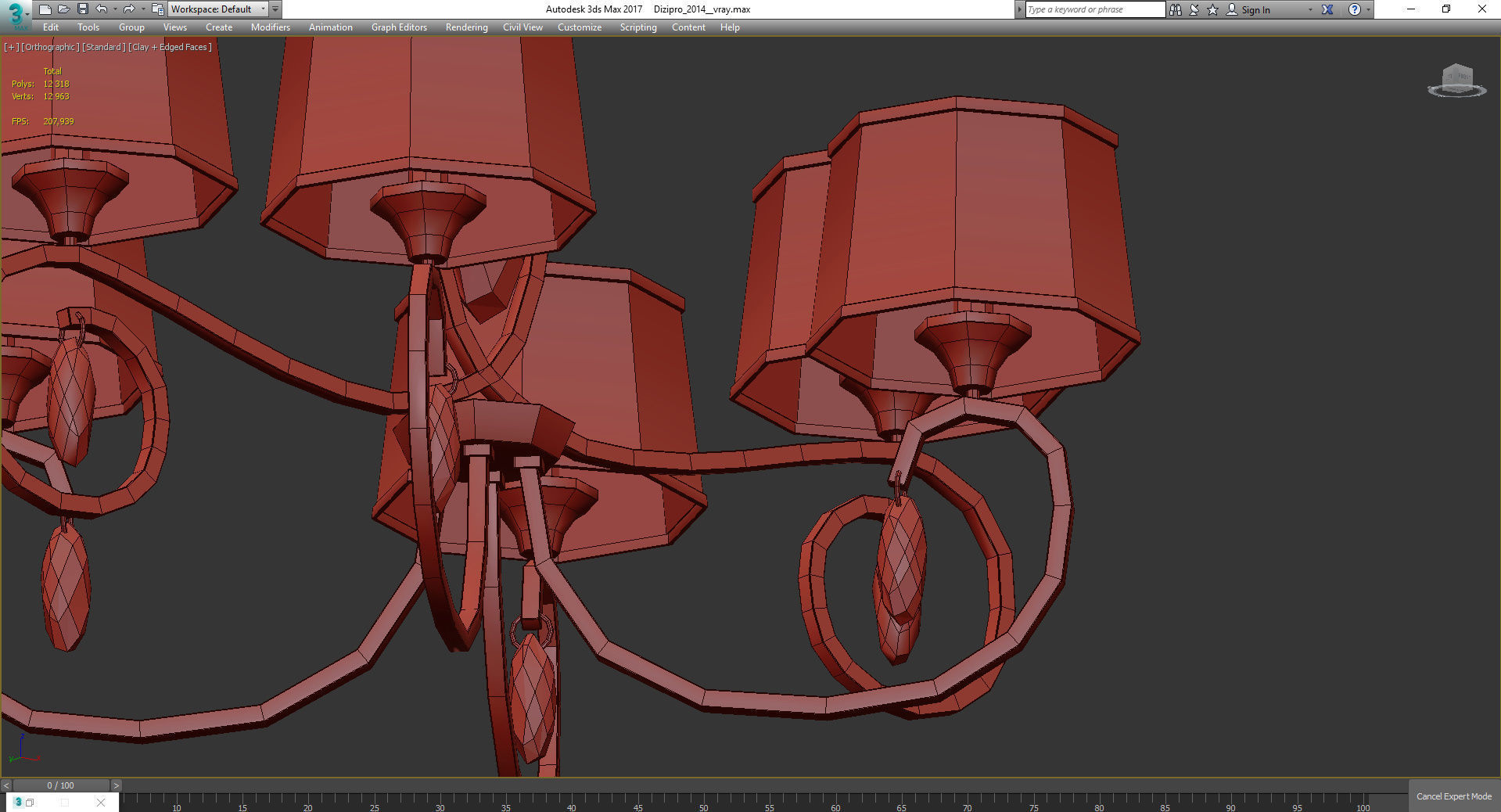 Chandeliers 3d models Collection 10 models Low-poly 3D model_35