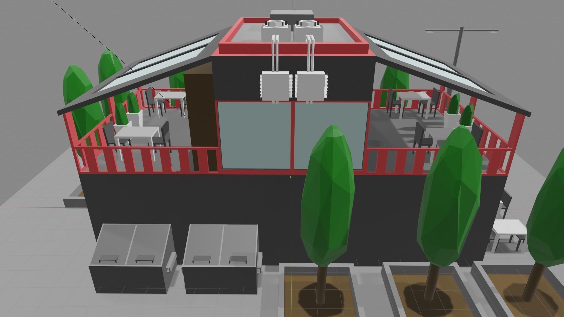 Bookstore building and decorations Free low-poly 3D model_4