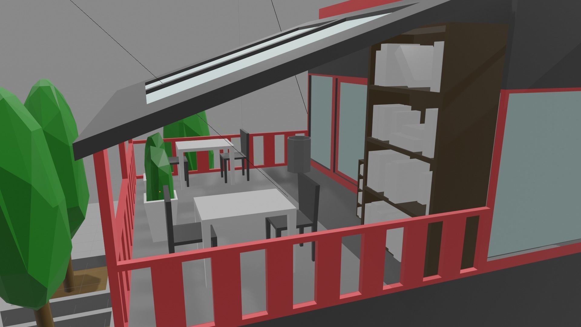 Bookstore building and decorations Free low-poly 3D model_5