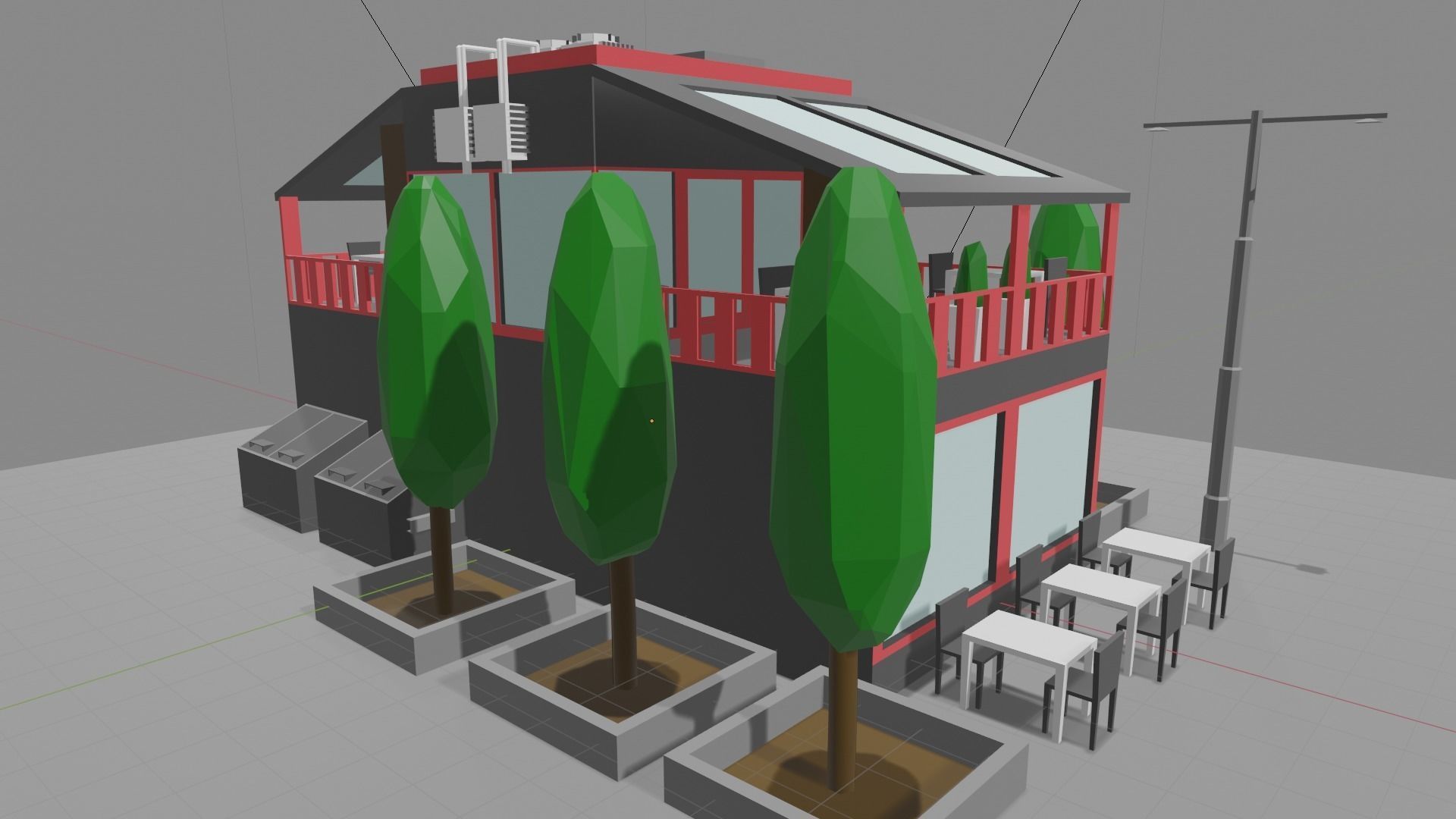 Bookstore building and decorations Free low-poly 3D model_3