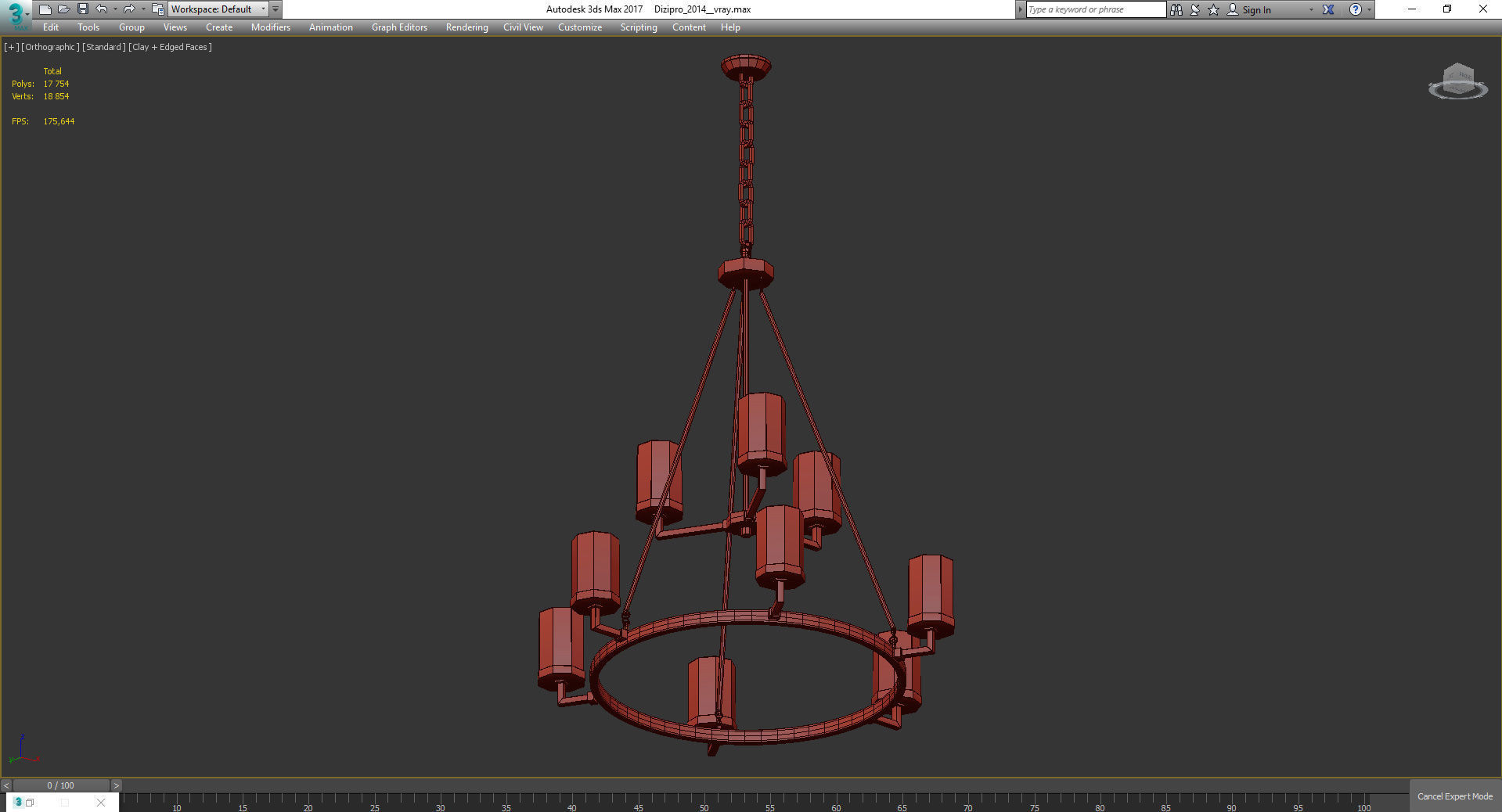 Chandeliers 3d models Collection 10 models Low-poly 3D model_34