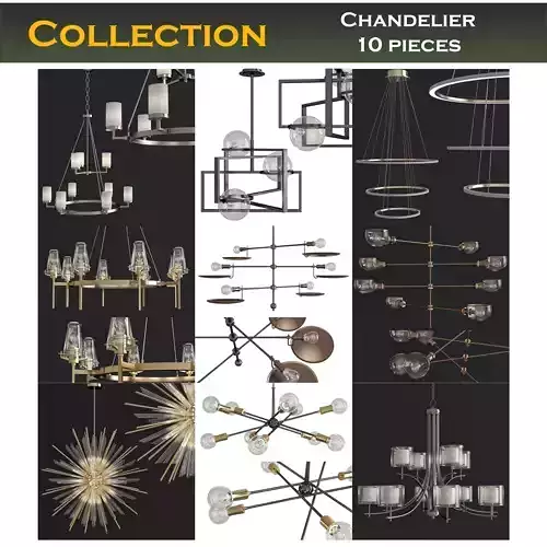 Chandeliers 3d models Collection 10 models Low-poly 3D model