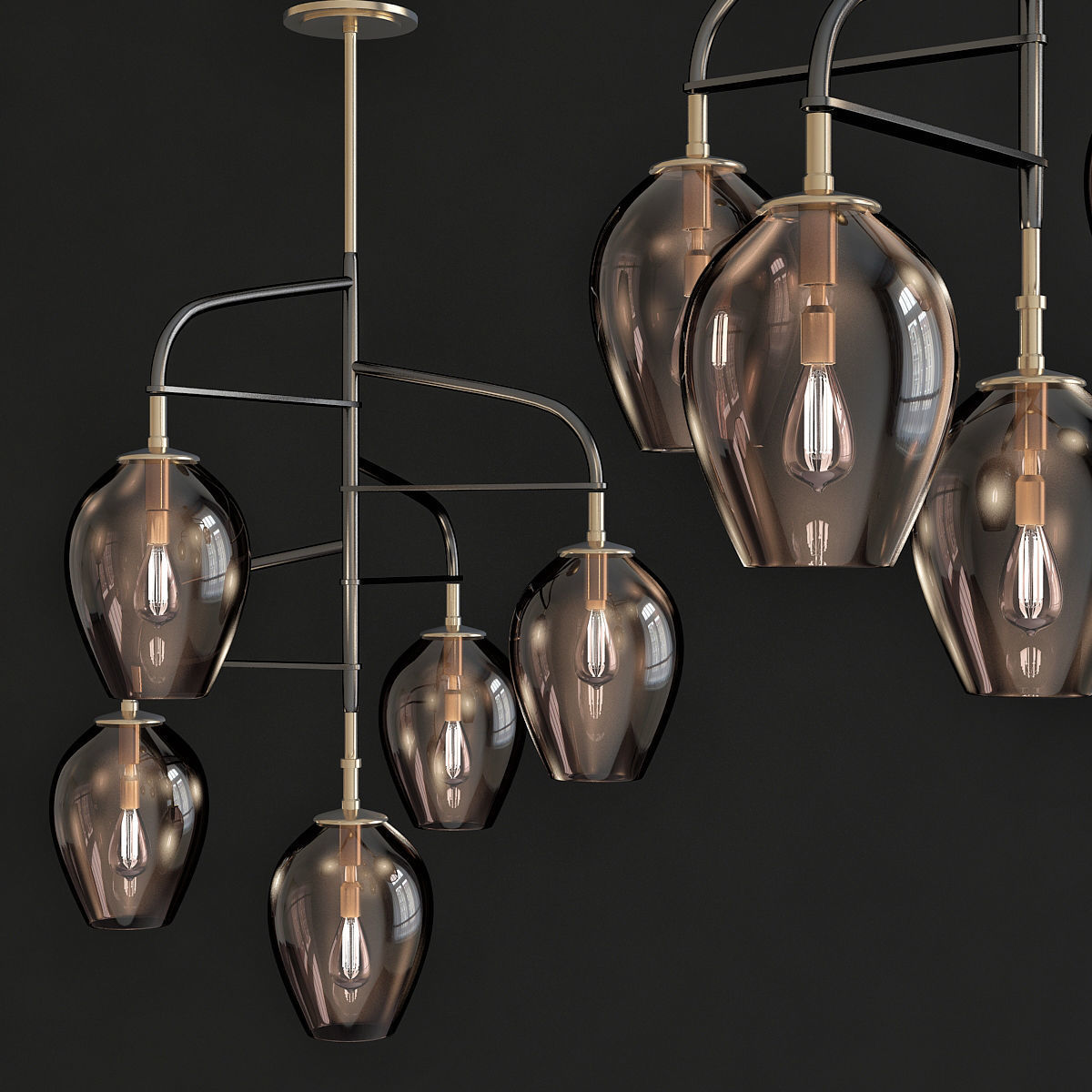 Chandeliers 3d models Collection 10 models Low-poly 3D model_21