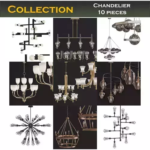 Chandeliers 3d models Collection 10 models Low-poly 3D model