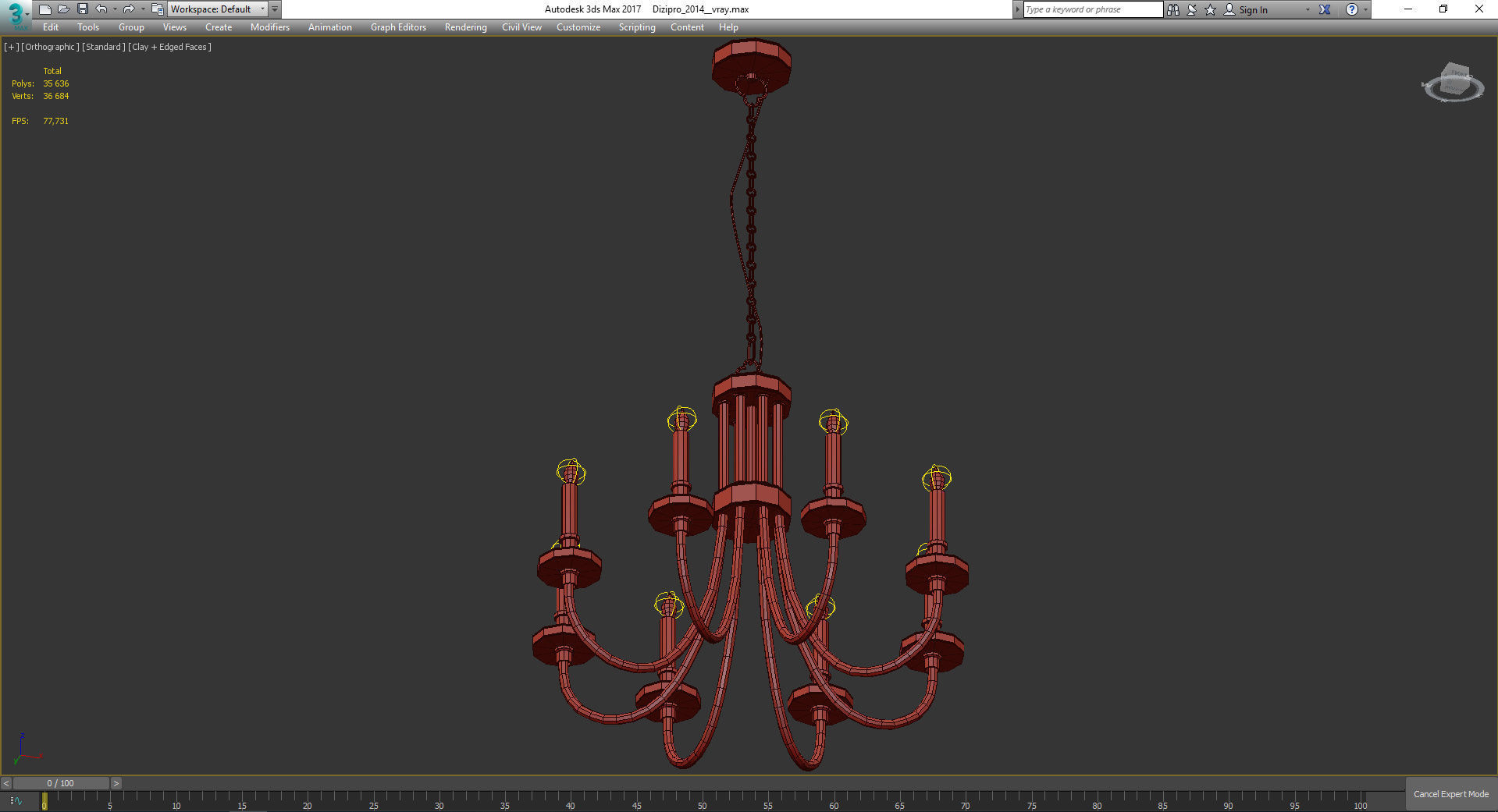 Chandeliers 3d models Collection 10 models Low-poly 3D model_44