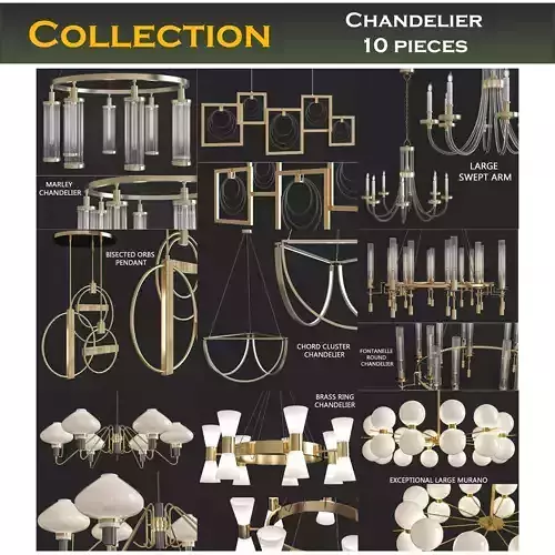 Chandeliers 3d models Collection 10 models Low-poly 3D model