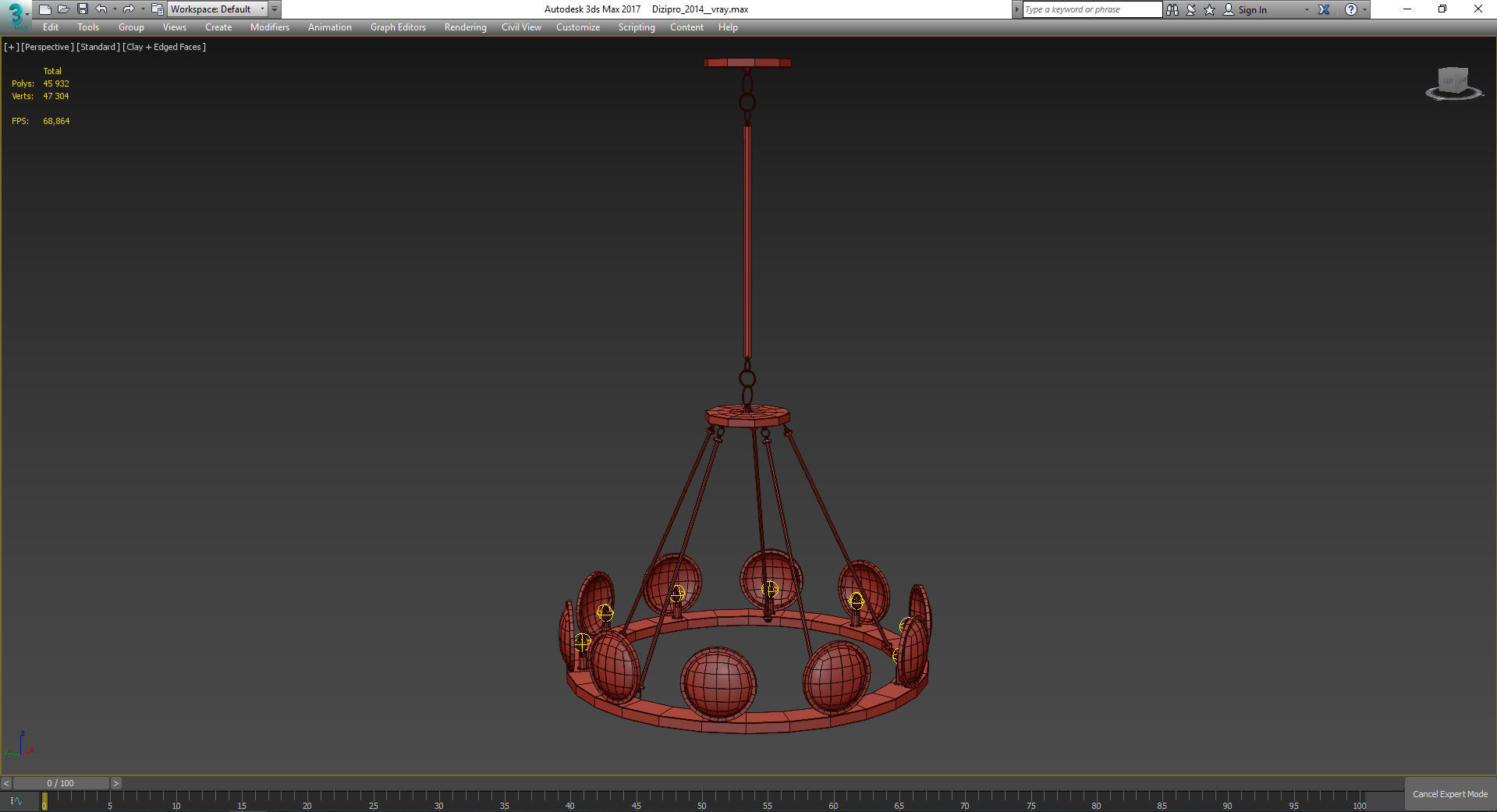 Chandeliers 3d models Collection 10 models Low-poly 3D model_13