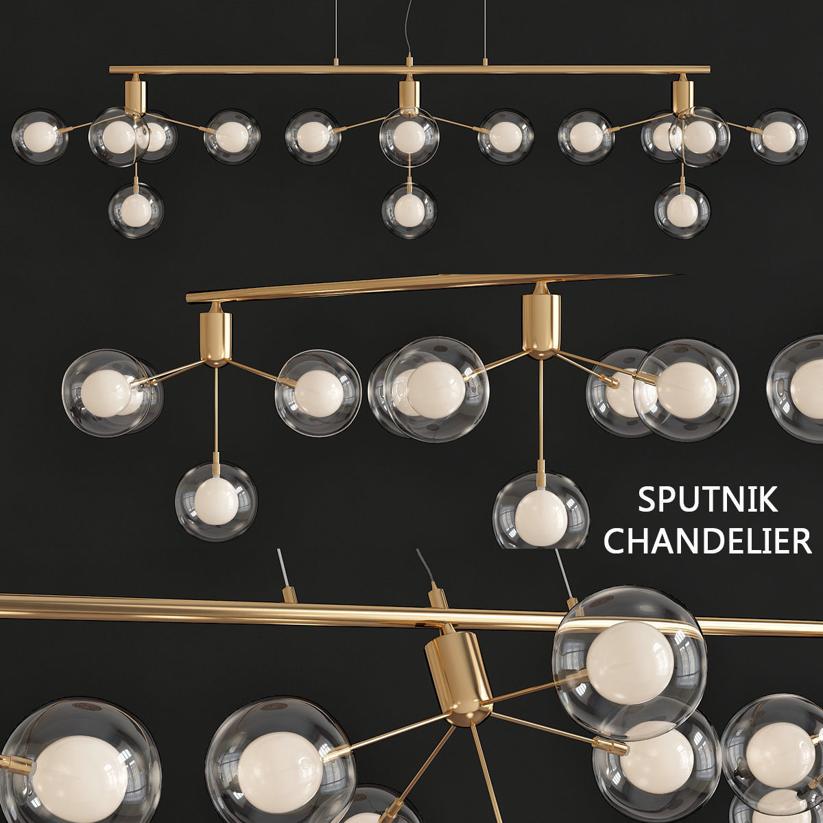 Chandeliers 3d models Collection 10 models Low-poly 3D model_6