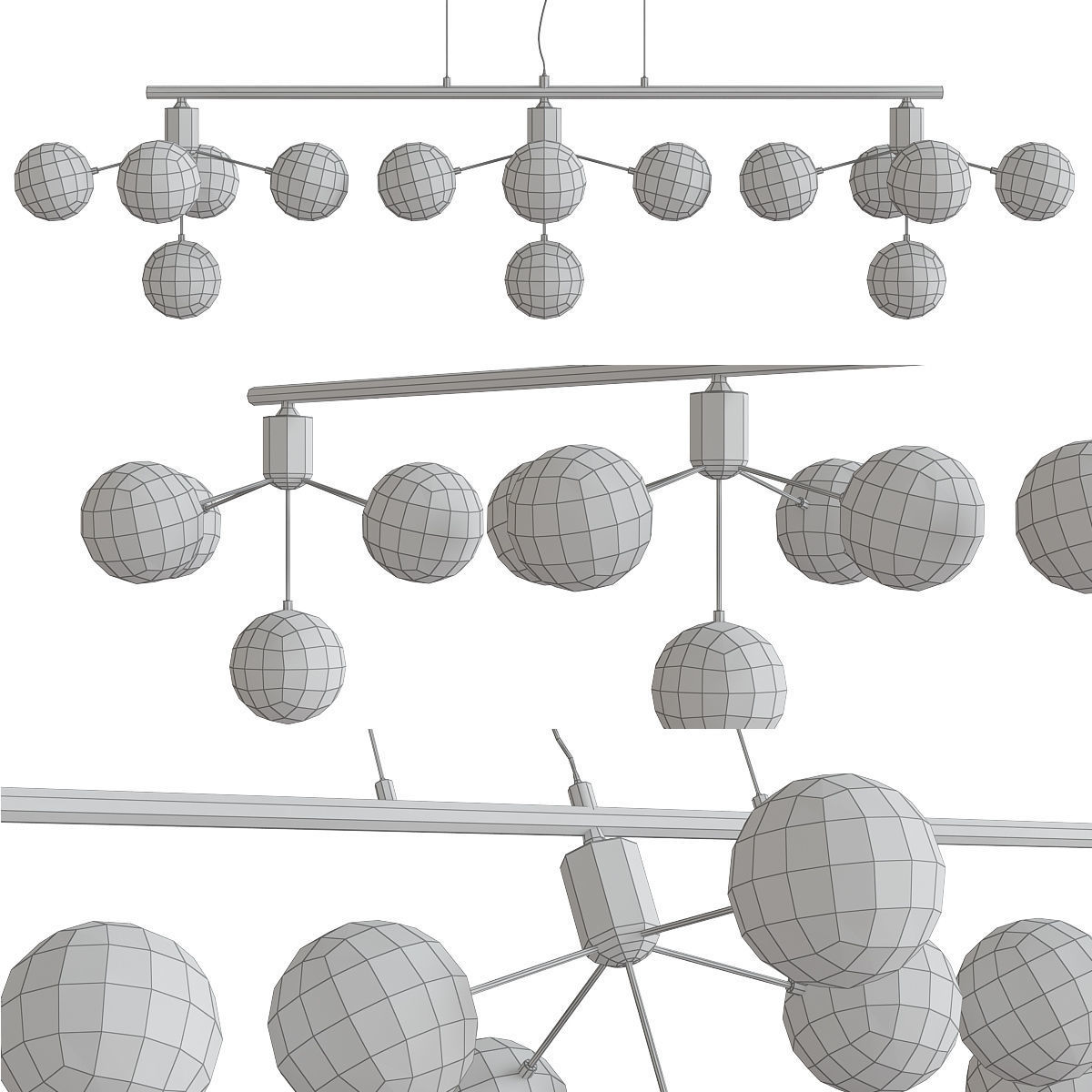 Chandeliers 3d models Collection 10 models Low-poly 3D model_7