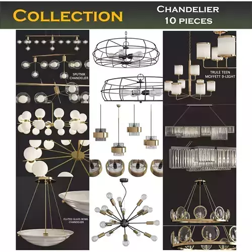 Chandeliers 3d models Collection 10 models Low-poly 3D model