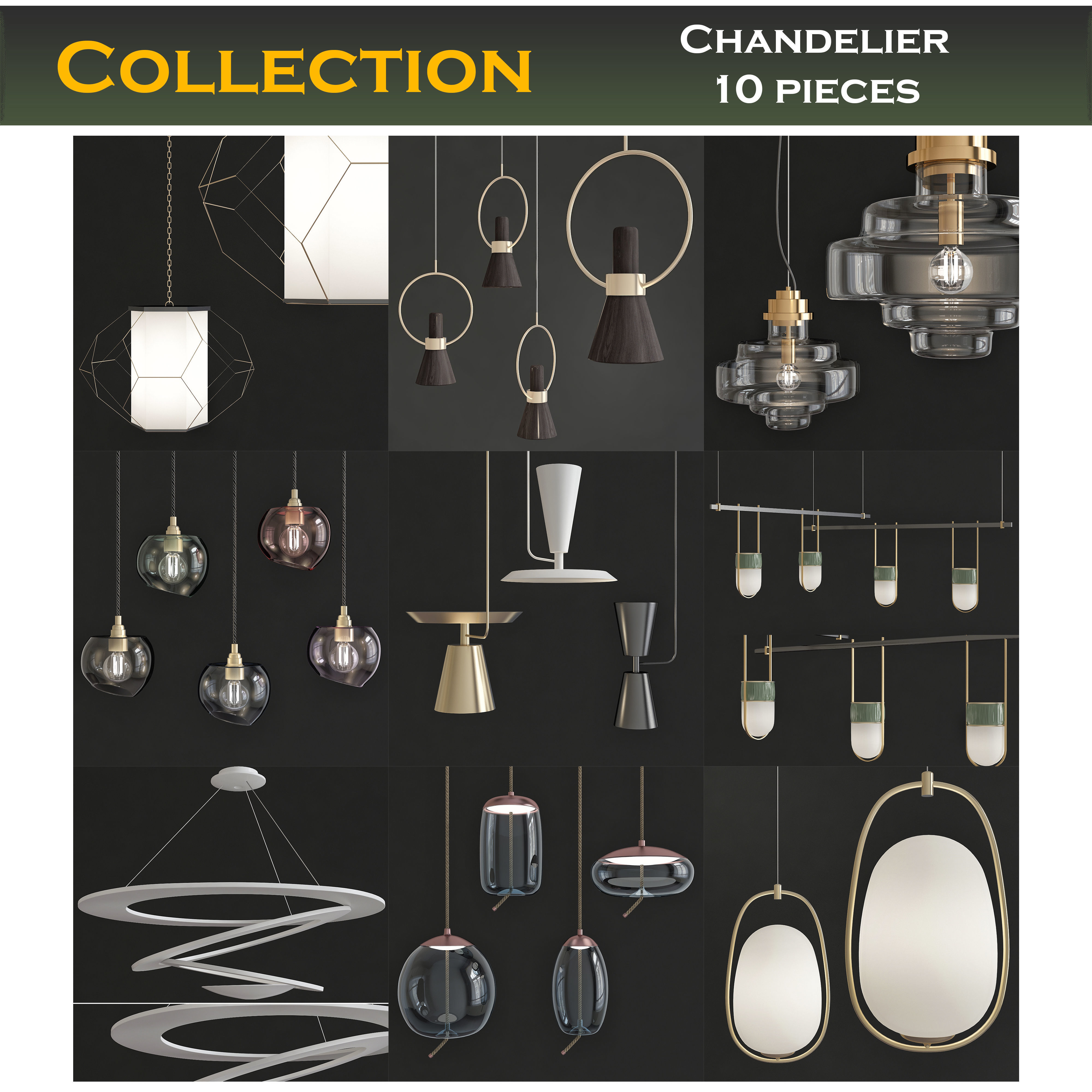 Chandeliers 3d models mega pack 100 models 3D Model Collection_8