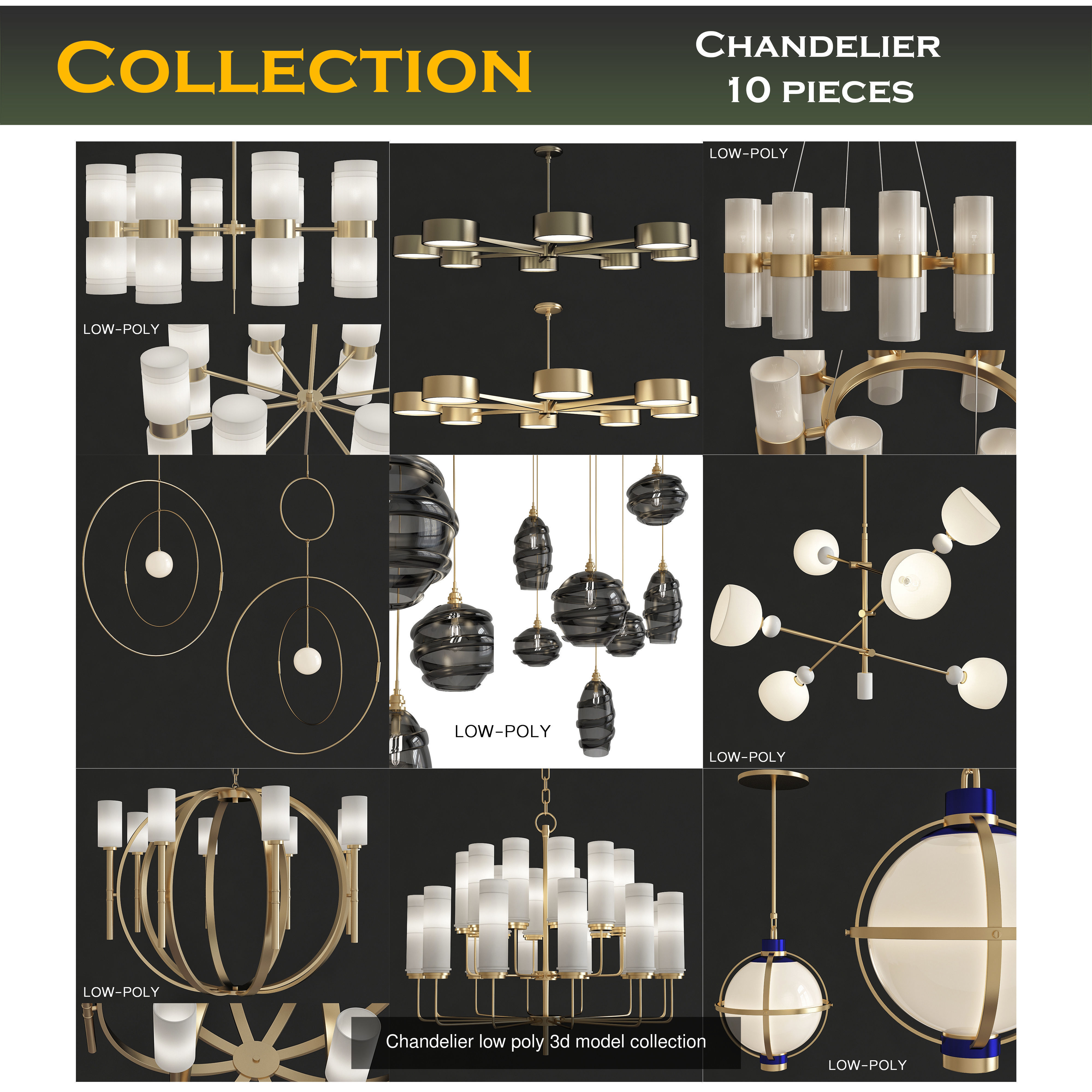 Chandeliers 3d models mega pack 100 models 3D Model Collection_9
