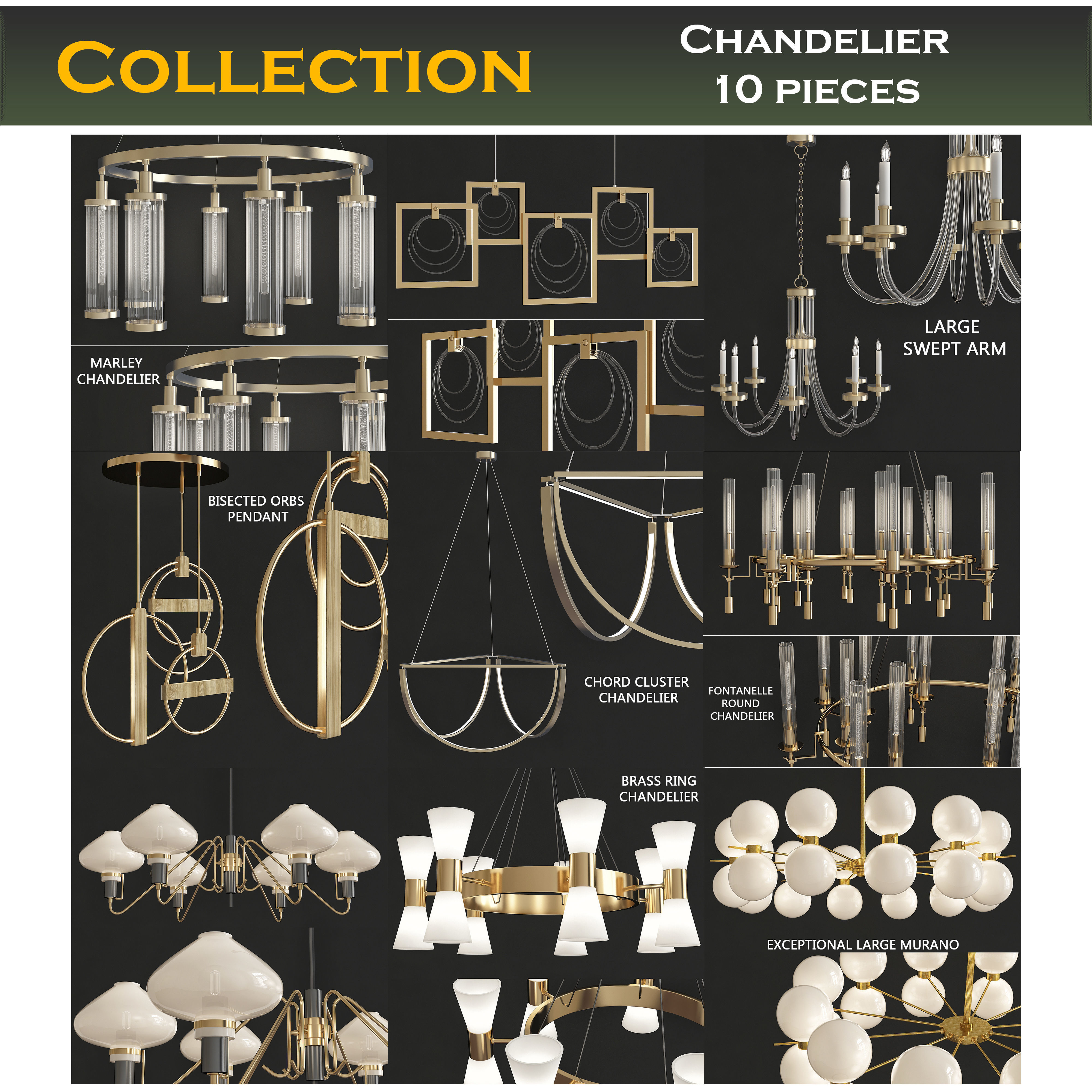 Chandeliers 3d models mega pack 100 models 3D Model Collection_3