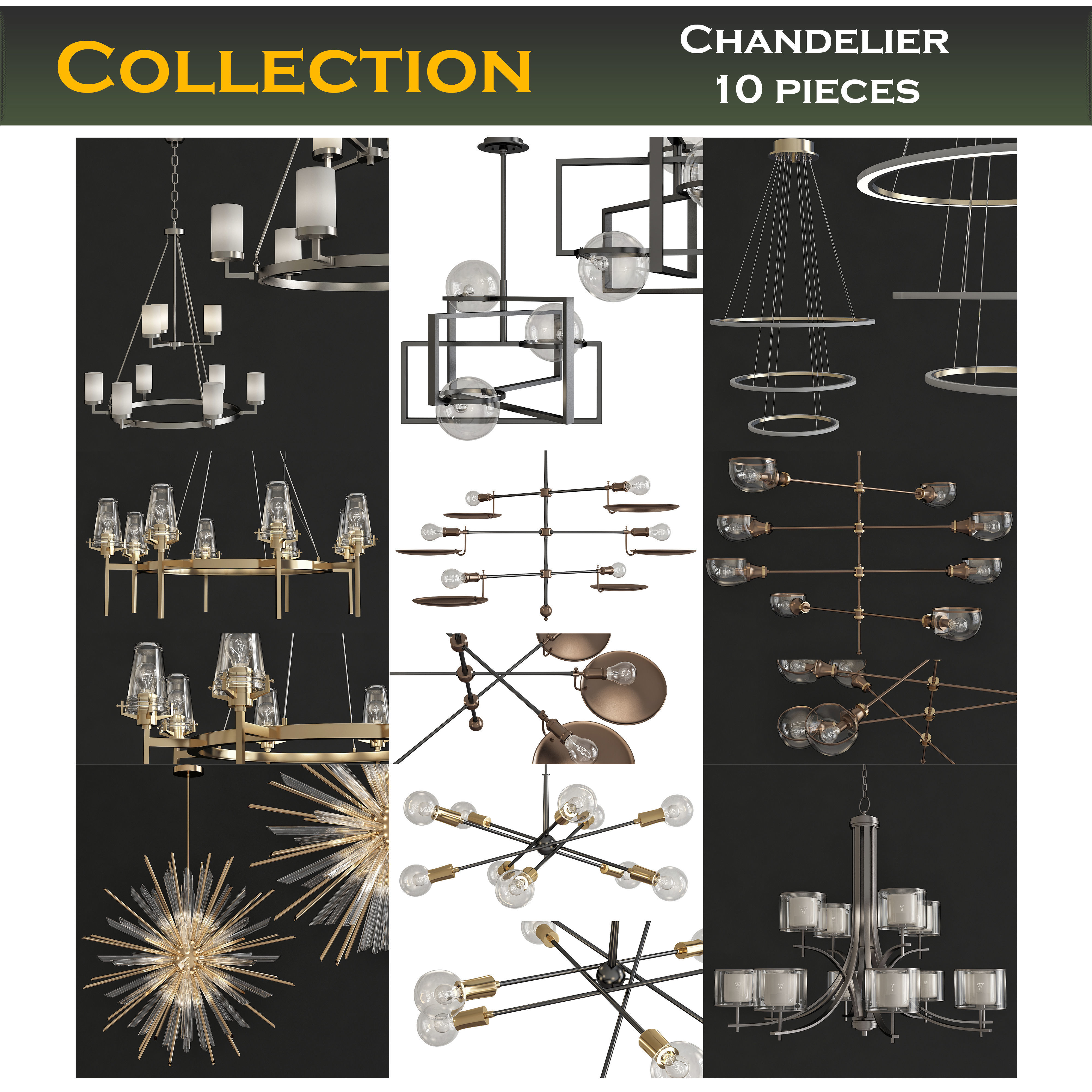 Chandeliers 3d models mega pack 100 models 3D Model Collection_6