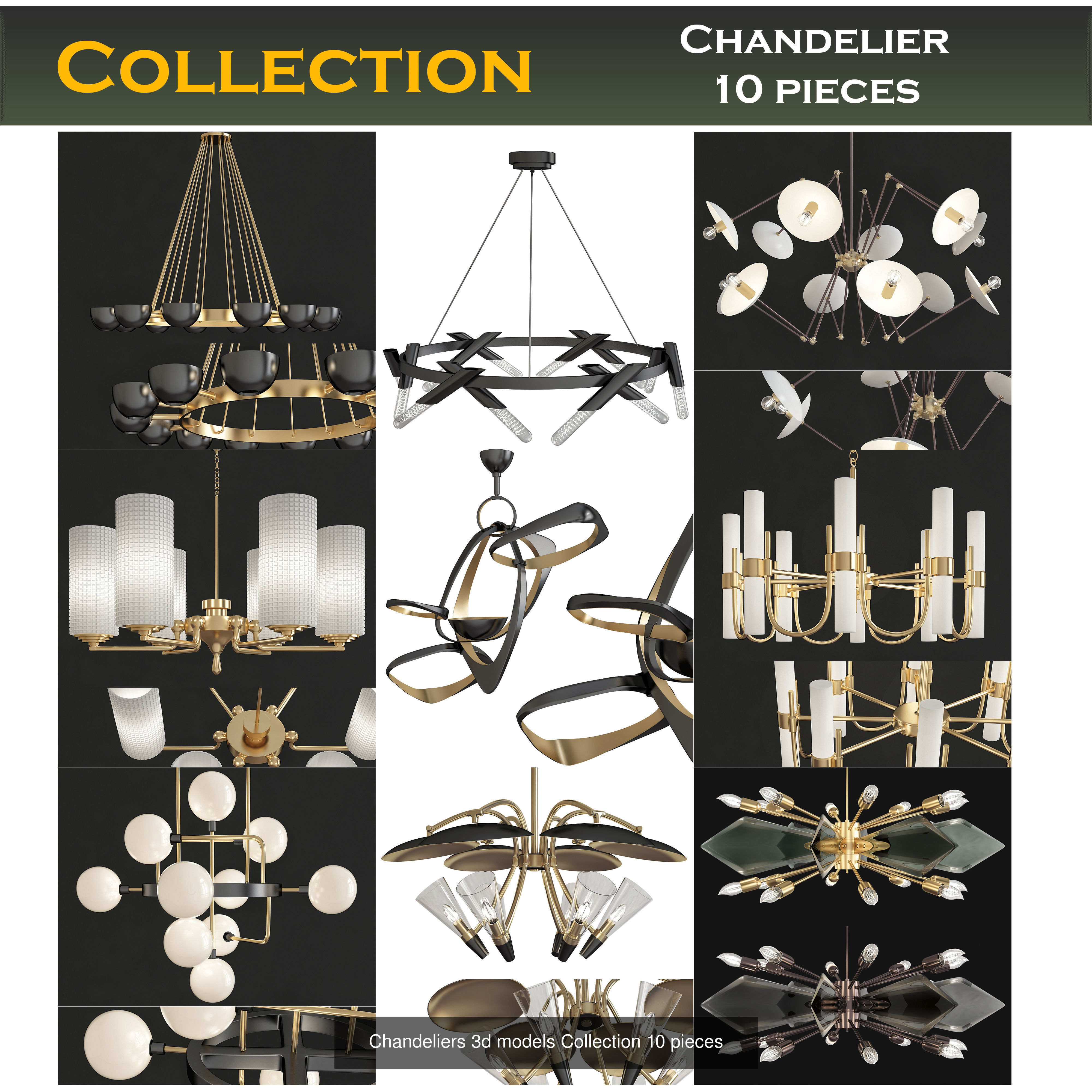 Chandeliers 3d models mega pack 100 models 3D Model Collection_7