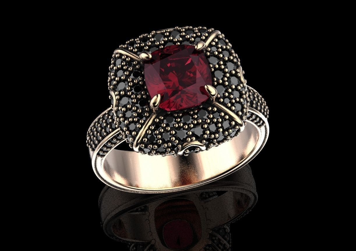 Ring with heraldic lily and crown 484 3D print model_9