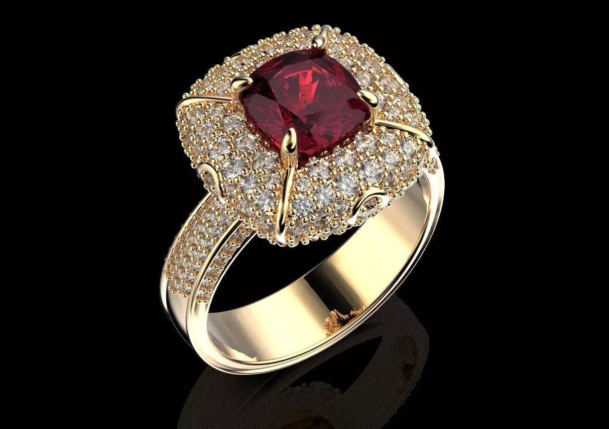 Ring with heraldic lily and crown 484 3D print model_0