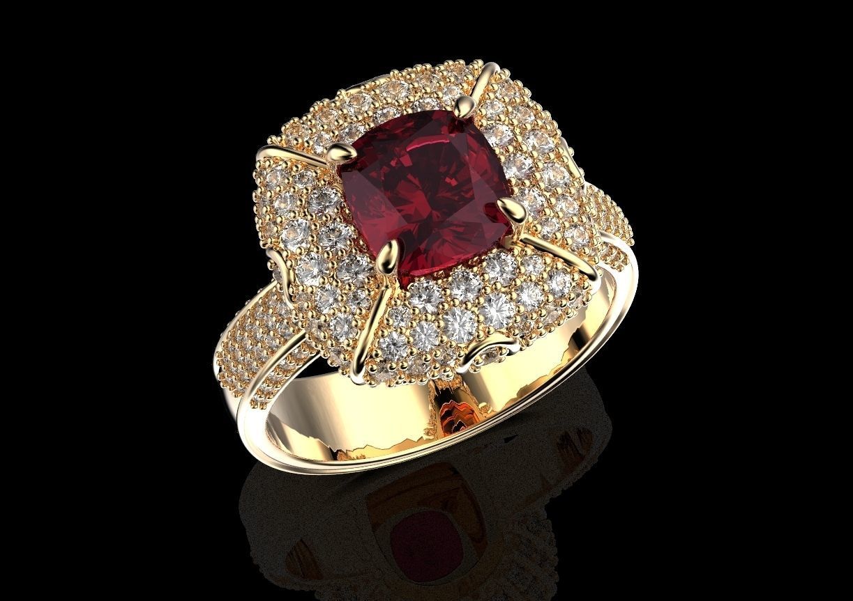 Ring with heraldic lily and crown 484 3D print model_5