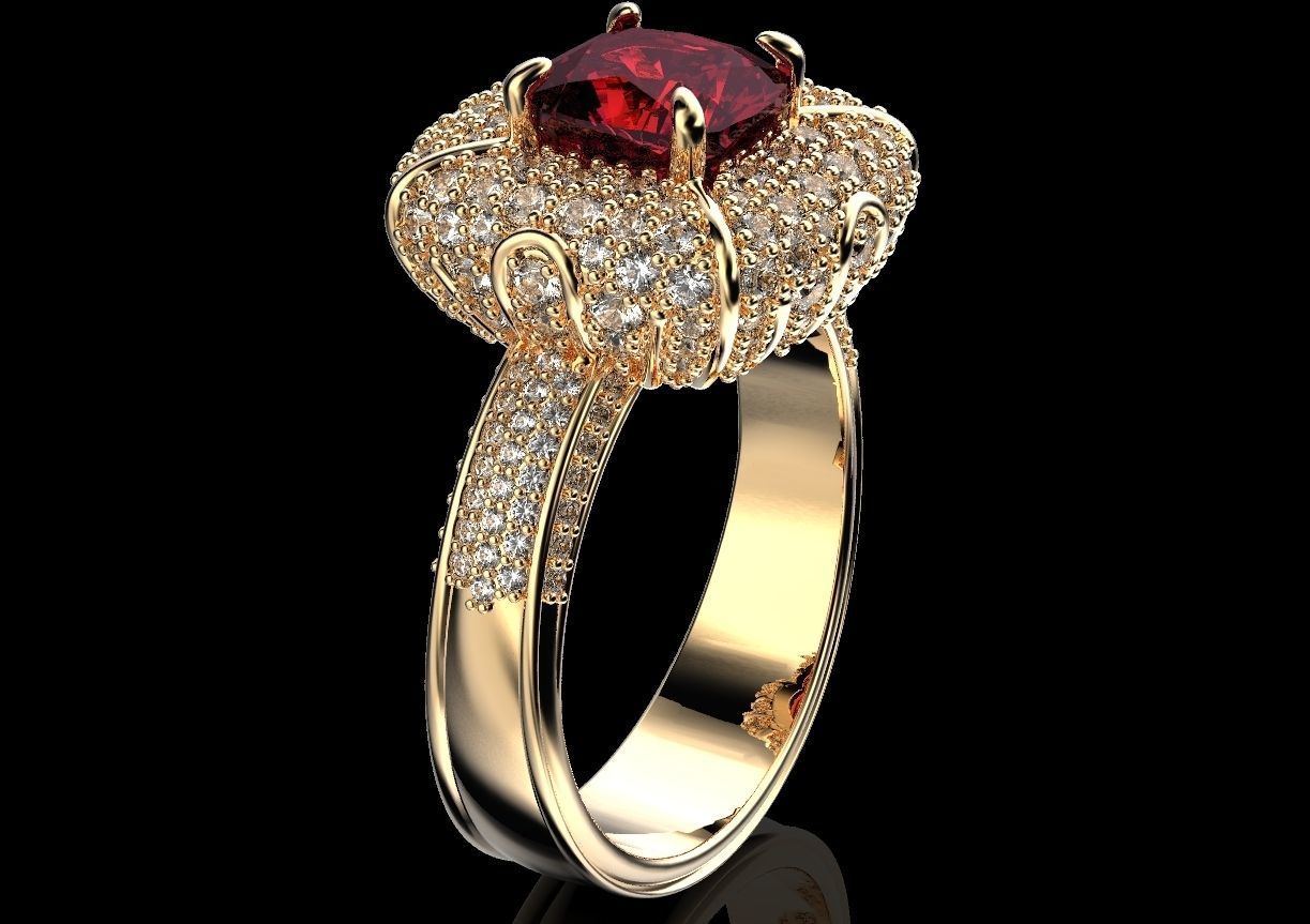 Ring with heraldic lily and crown 484 3D print model_3