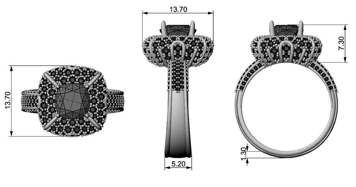 Ring with heraldic lily and crown 484 3D print model_11
