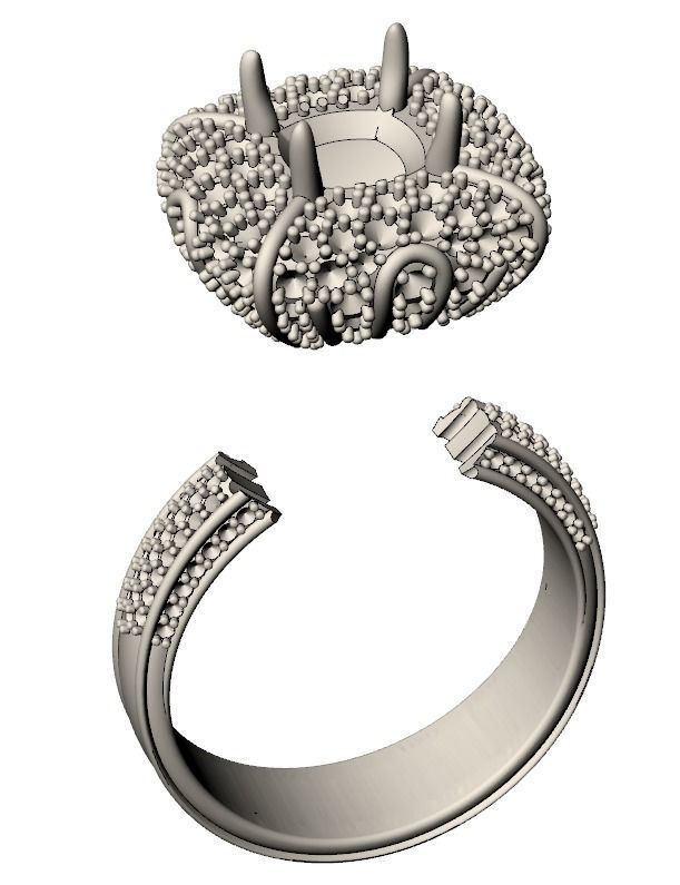 Ring with heraldic lily and crown 484 3D print model_12