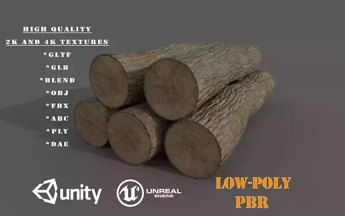 Big Tree Stumps Low-Poly PBR Game Ready 3D Model Low-poly 3D model