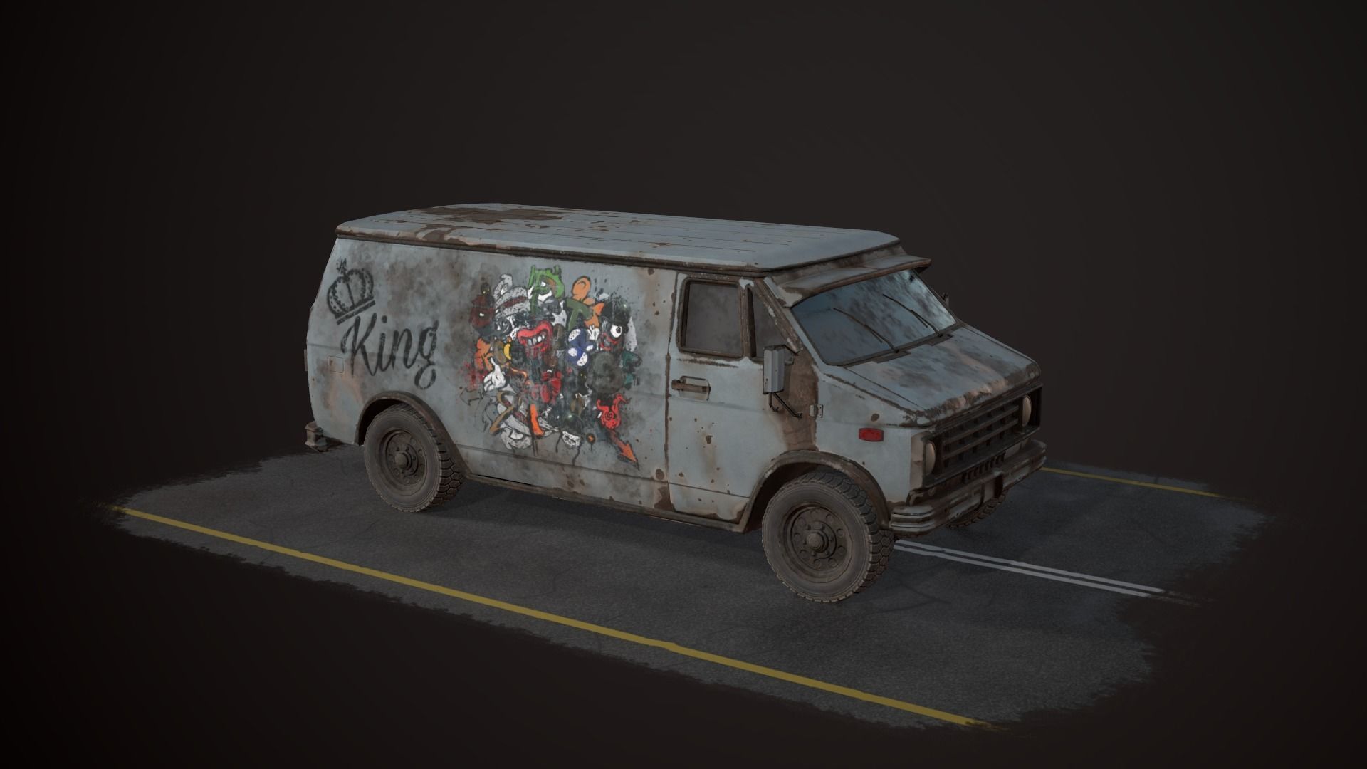 OLD VAN PBR LowPoly Low-poly 3D model_2