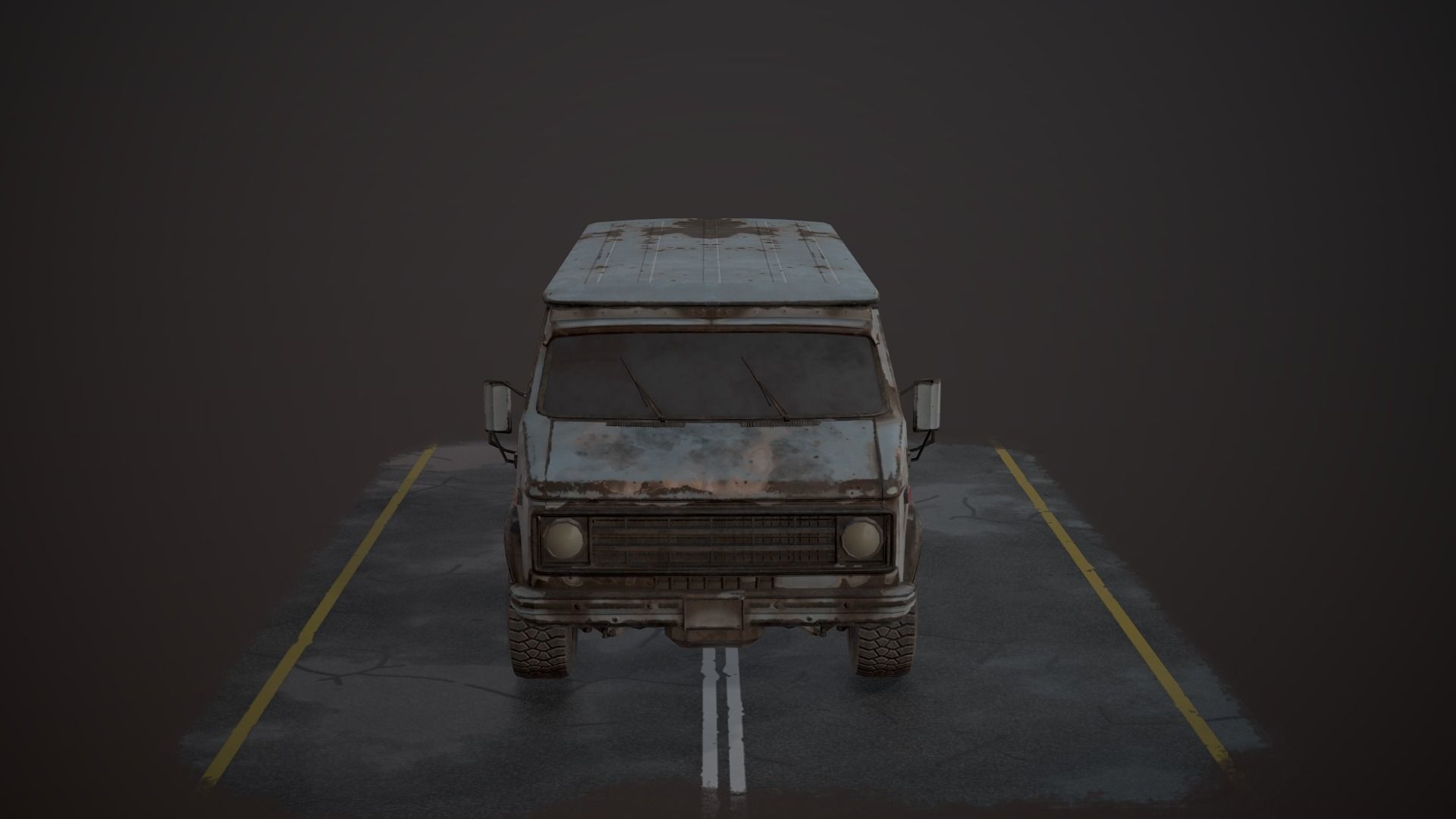 OLD VAN PBR LowPoly Low-poly 3D model_8