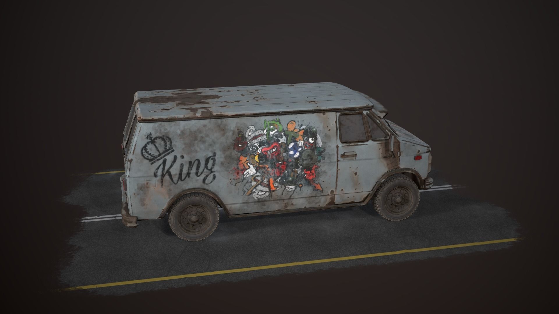 OLD VAN PBR LowPoly Low-poly 3D model_1