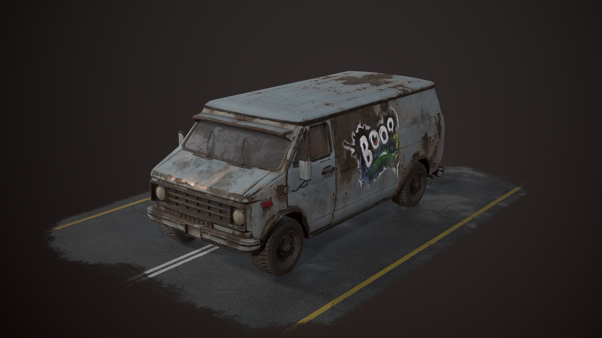 OLD VAN PBR LowPoly Low-poly 3D model_5