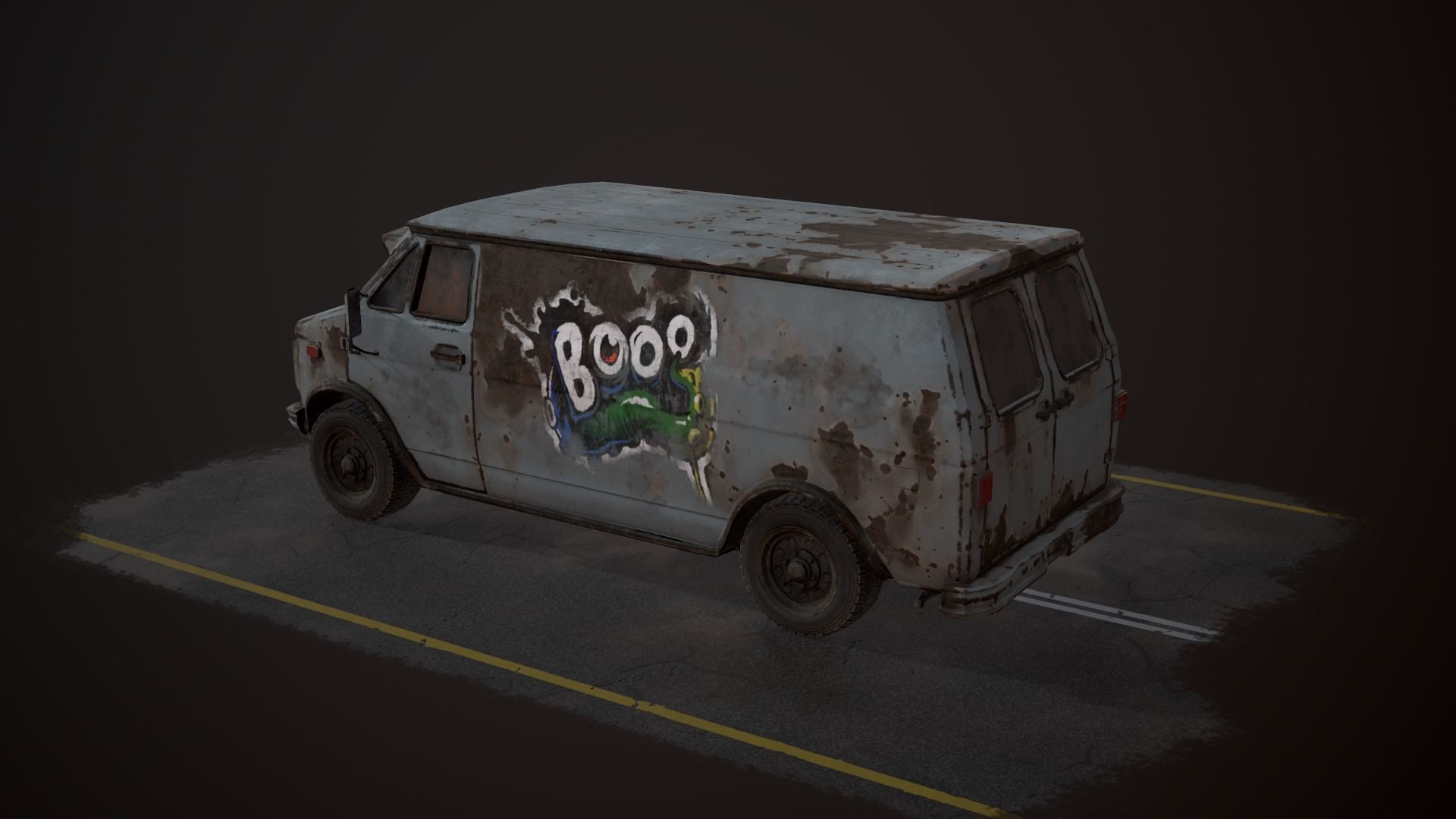 OLD VAN PBR LowPoly Low-poly 3D model_6
