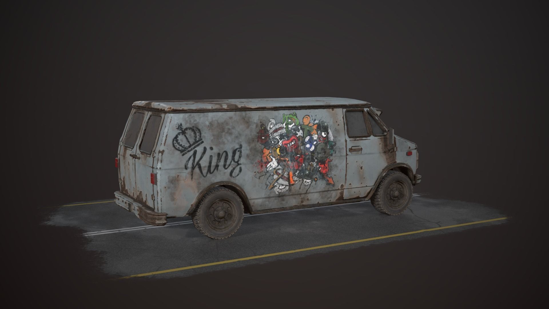OLD VAN PBR LowPoly Low-poly 3D model_3