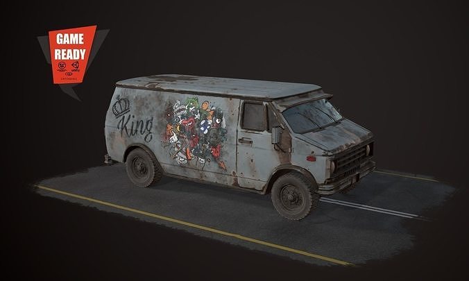 OLD VAN PBR LowPoly Low-poly 3D model