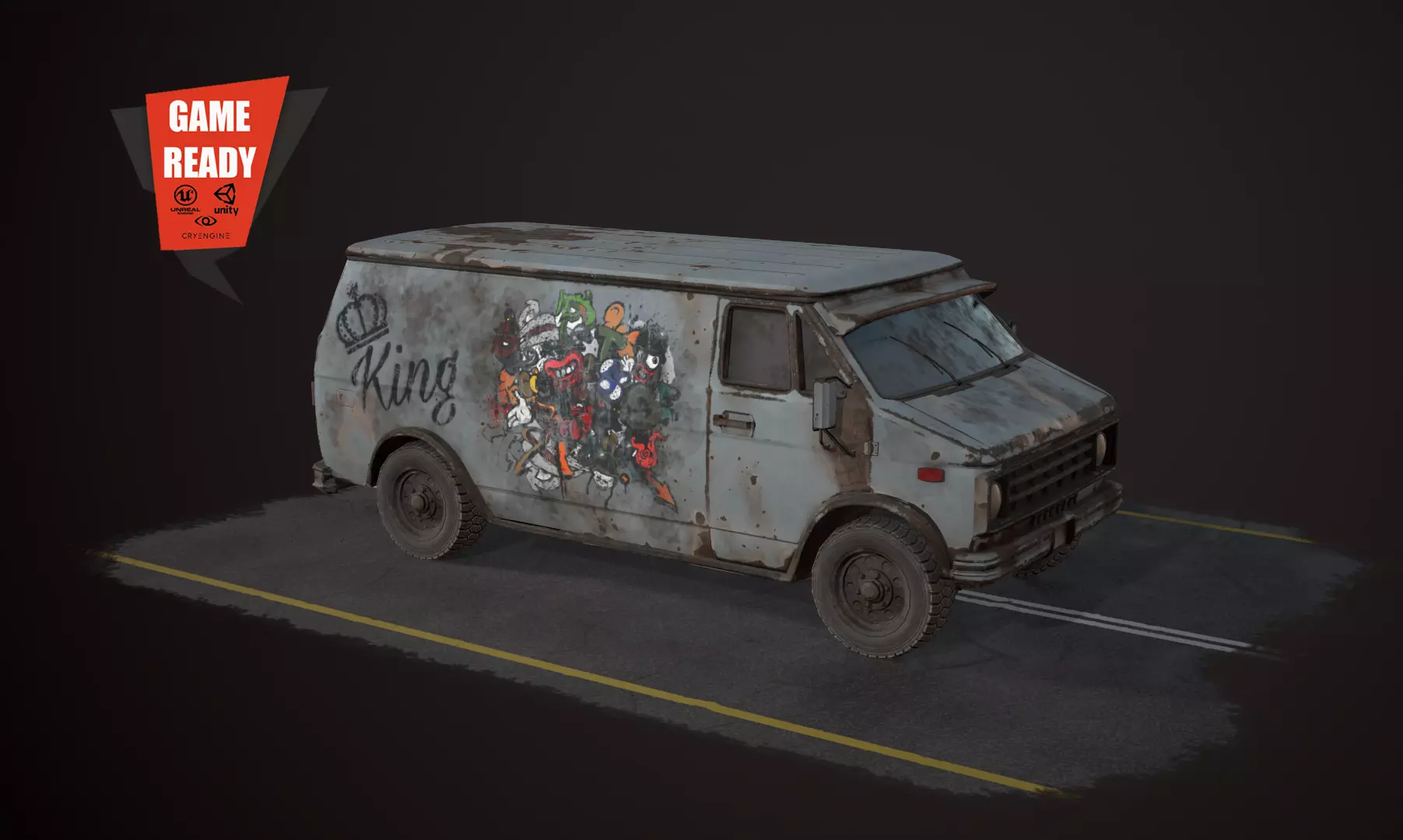 OLD VAN PBR LowPoly Low-poly 3D model_0