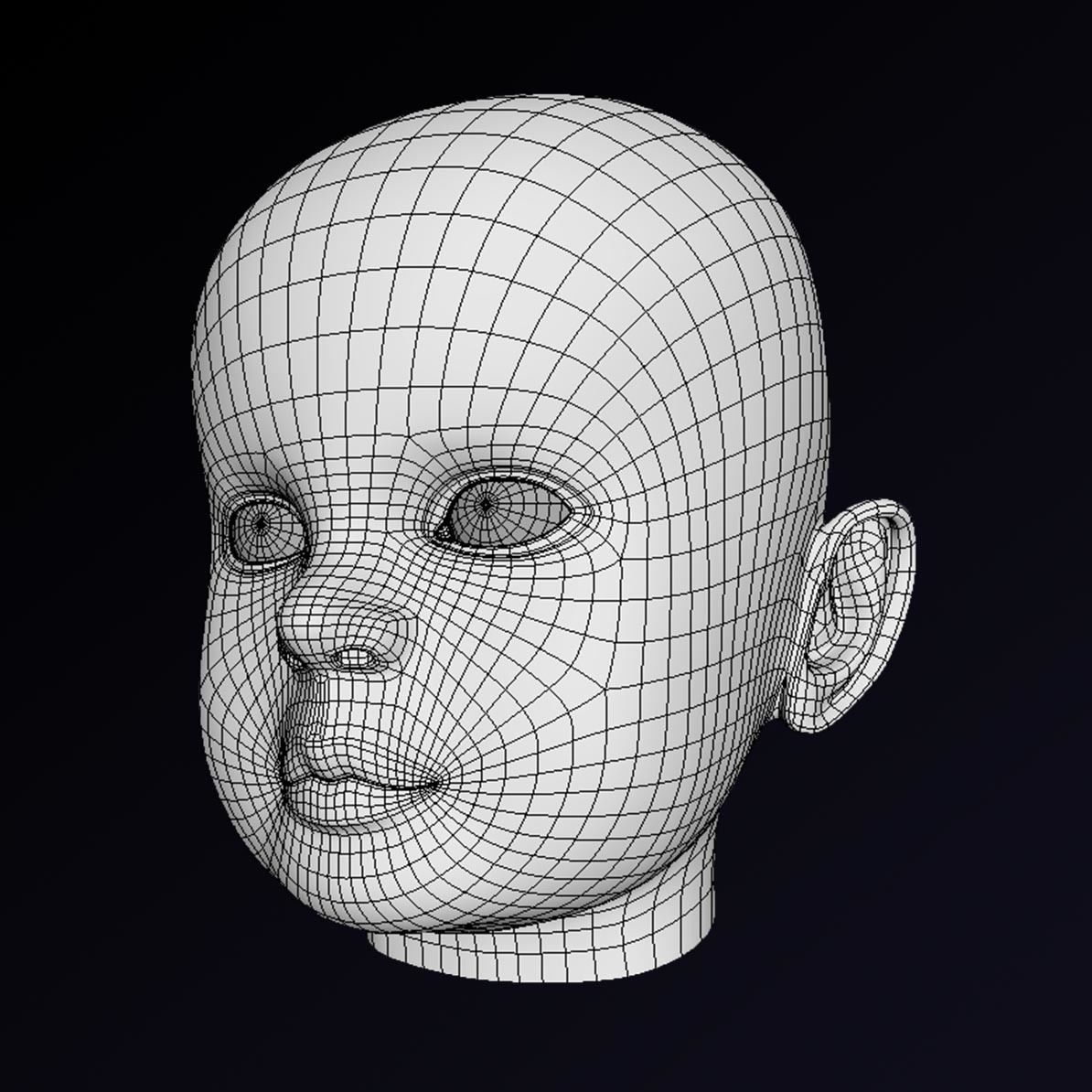 Baby head low poly Low-poly 3D model_1