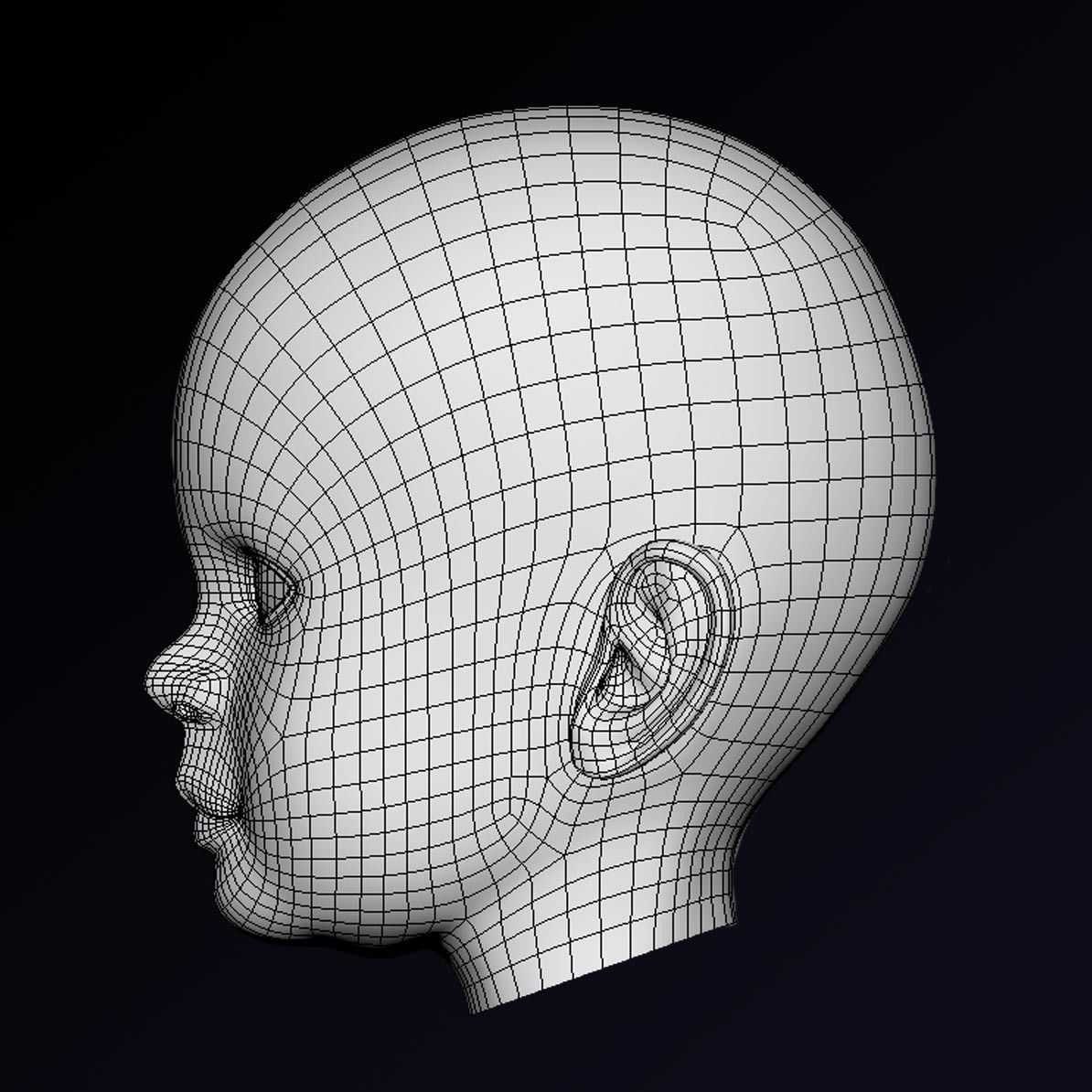 Baby head low poly Low-poly 3D model_4