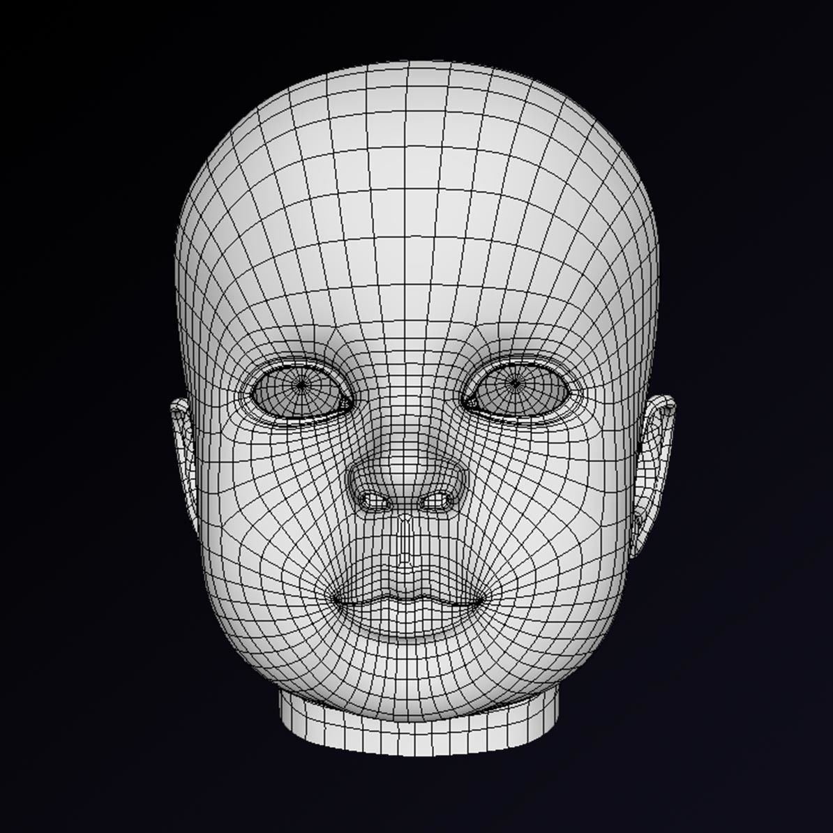 Baby head low poly Low-poly 3D model_2