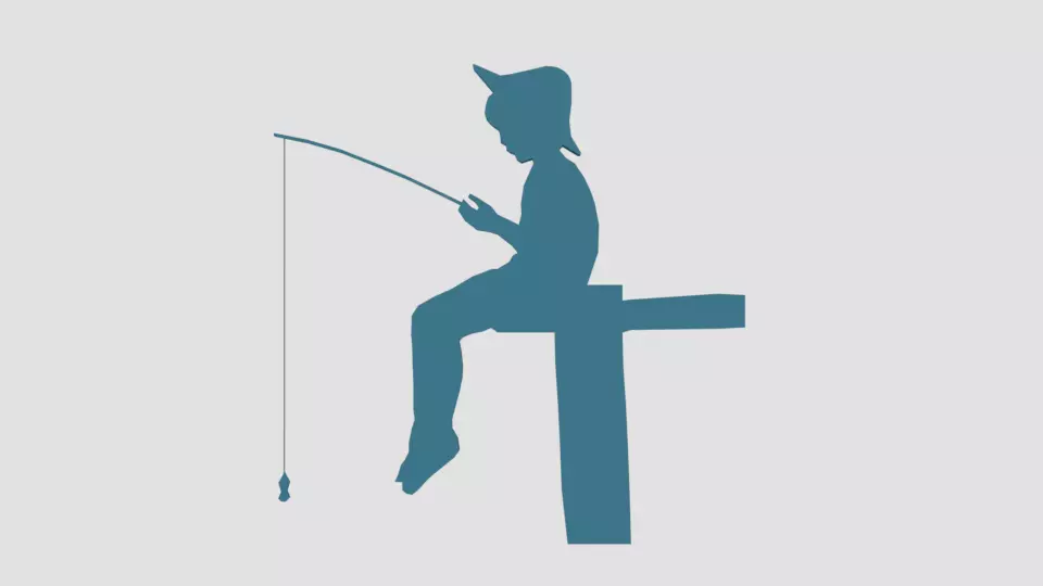 Low Poly Fishing Boy Silhouette Decorative Object Low-poly 3D model