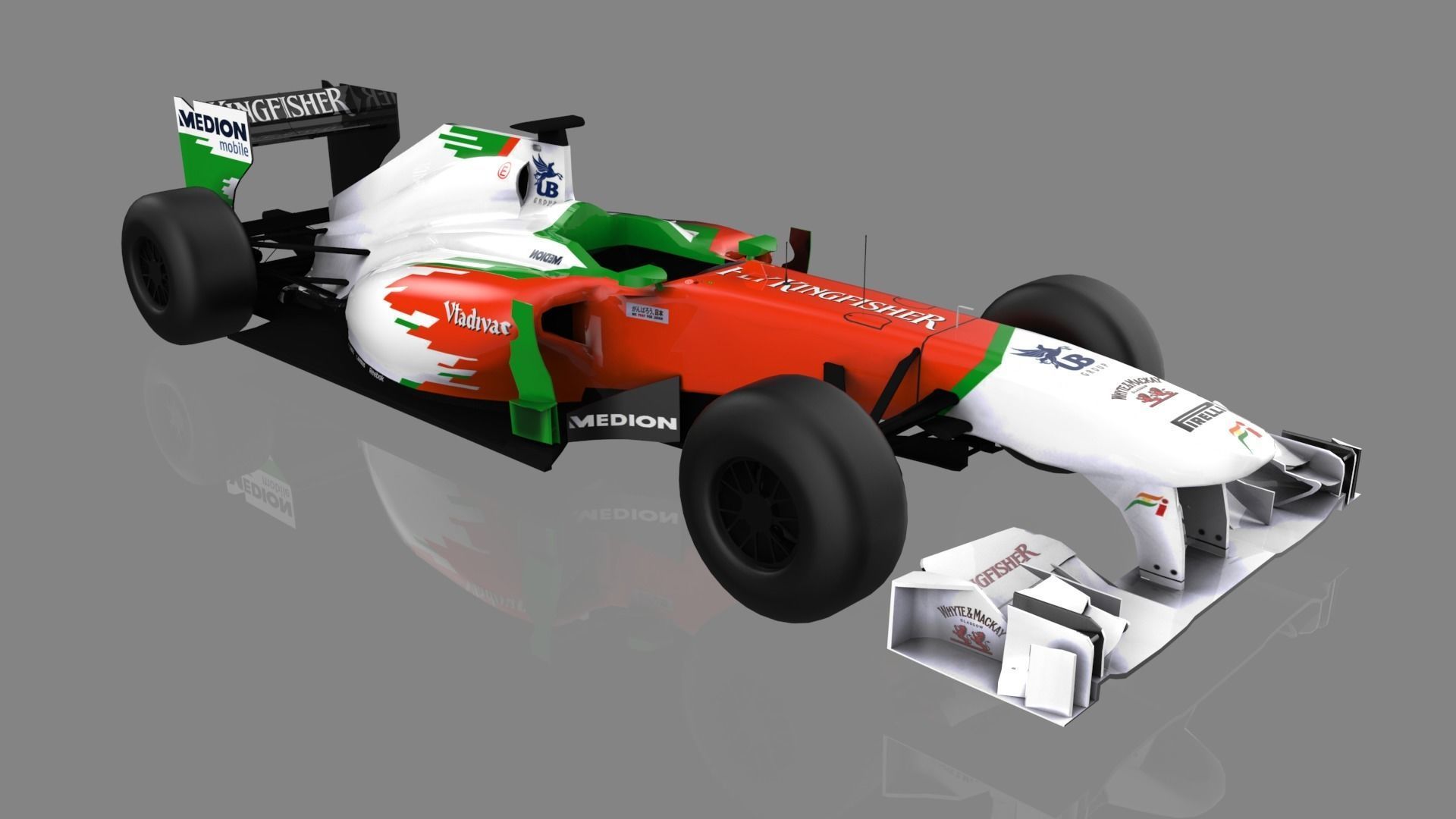Force India 2011 Melbourne LOW POLY Low-poly 3D model_3