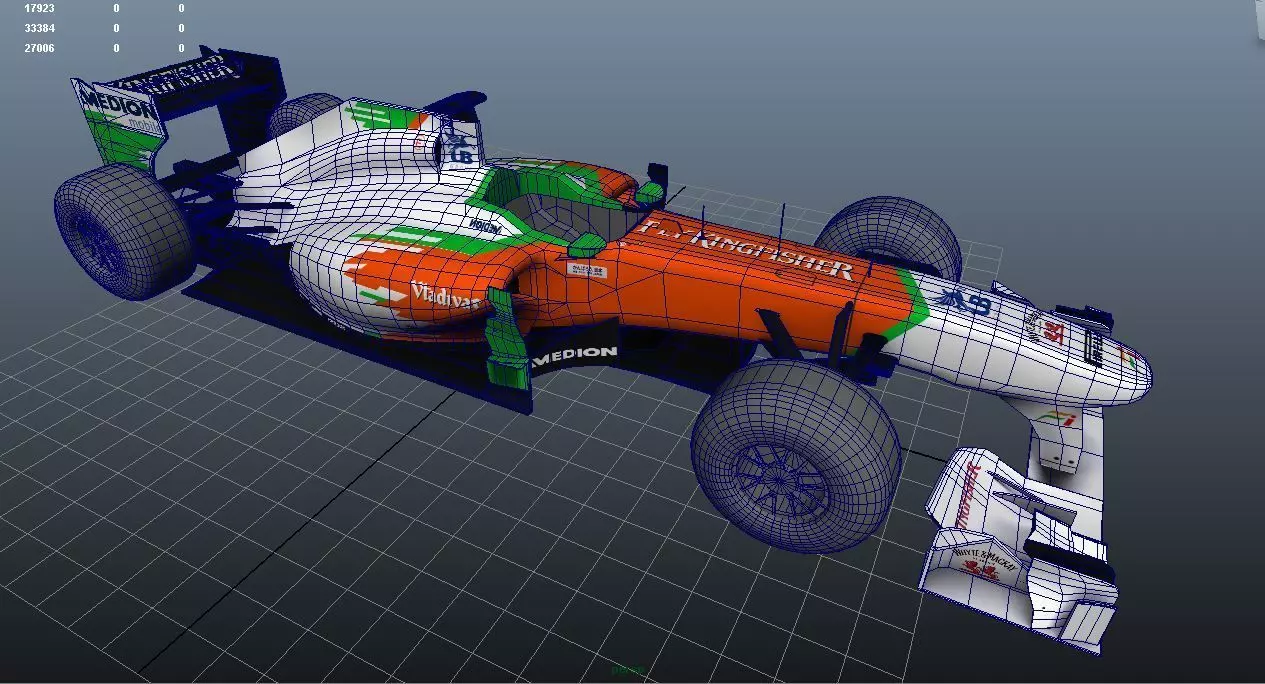 Force India 2011 Melbourne LOW POLY Low-poly 3D model_0
