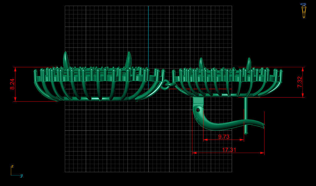 Emerald Pear Shape Playing Diamond Gold Earring 3D print model_15